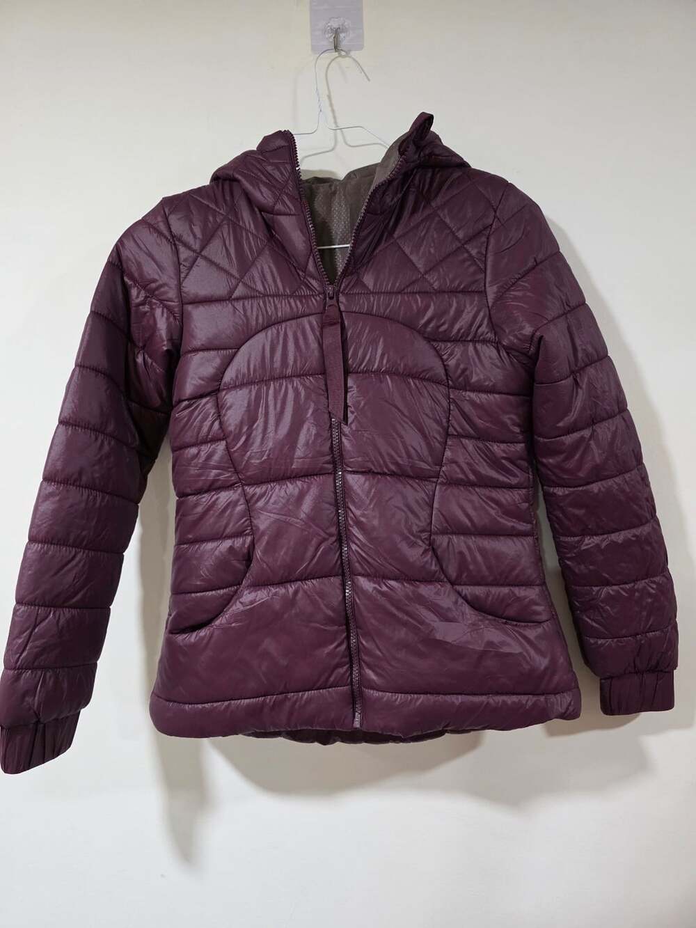 Lululemon Quilted Puffer Jacket Plum Purple Hooded, Size 2-4